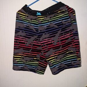 Wonder Nation Men's Shark Patterned Striped Shorts